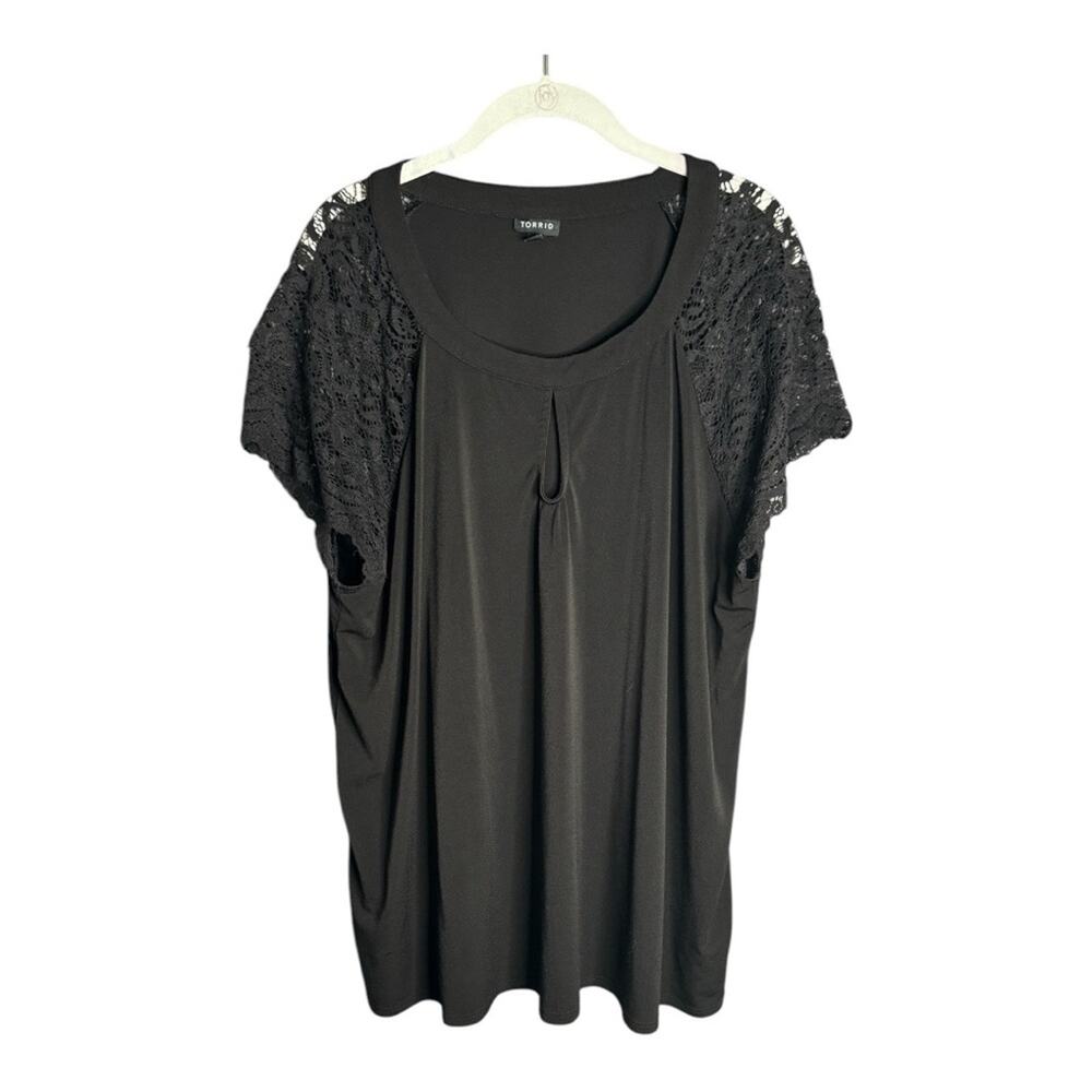 Torrid Black Short Lace Sleeve Blouse Plus 3X